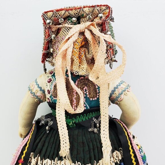 Czech Traditional Vintage 1950s Girl Doll Ornate Headdress Outfit Czechoslovakia - Picture 13 of 16